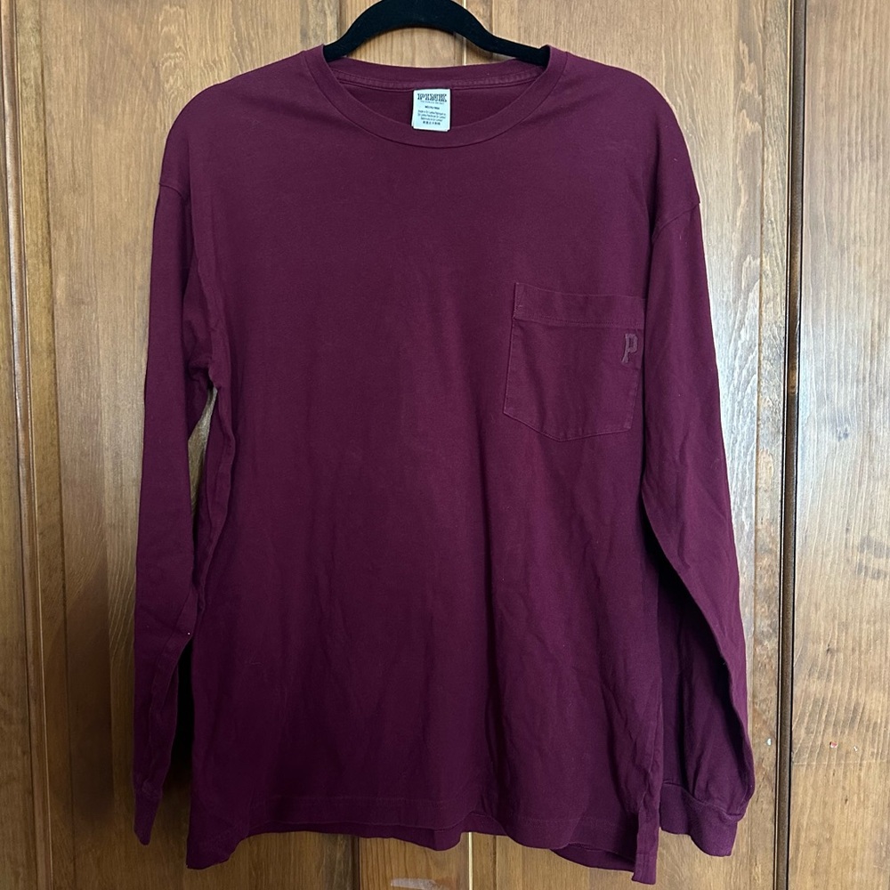 PINK Victoria's Secret Burgundy Long Sleeve Tee